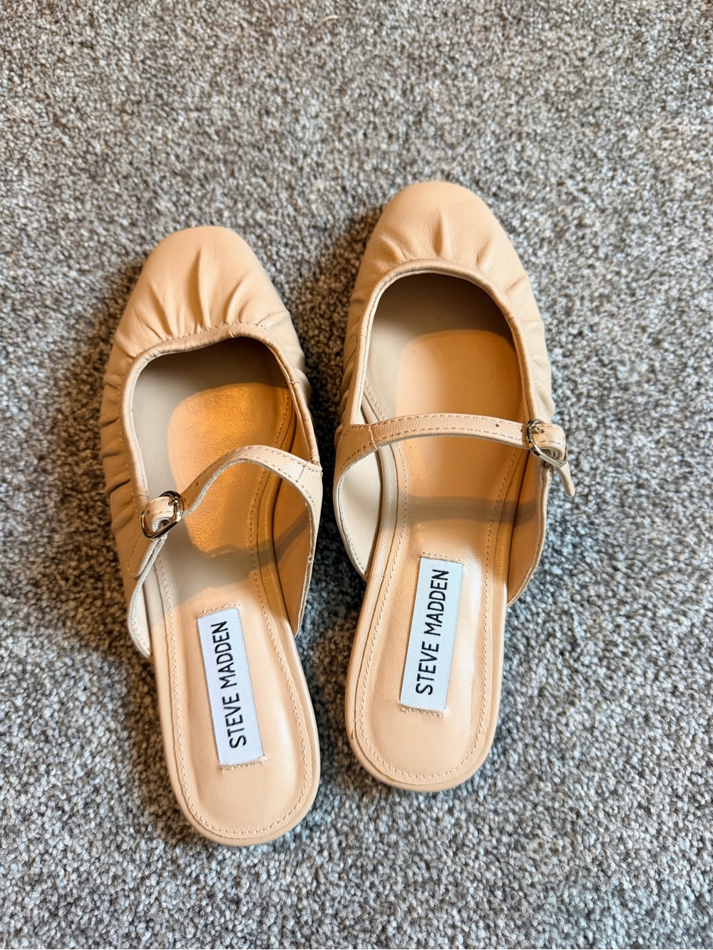 Steve Madden Beige/Nude Leather Mary Jane Mules